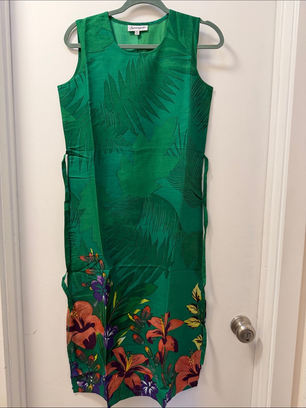 Serengeti Emerald Green Tropical Print Shift Dress NWOT
